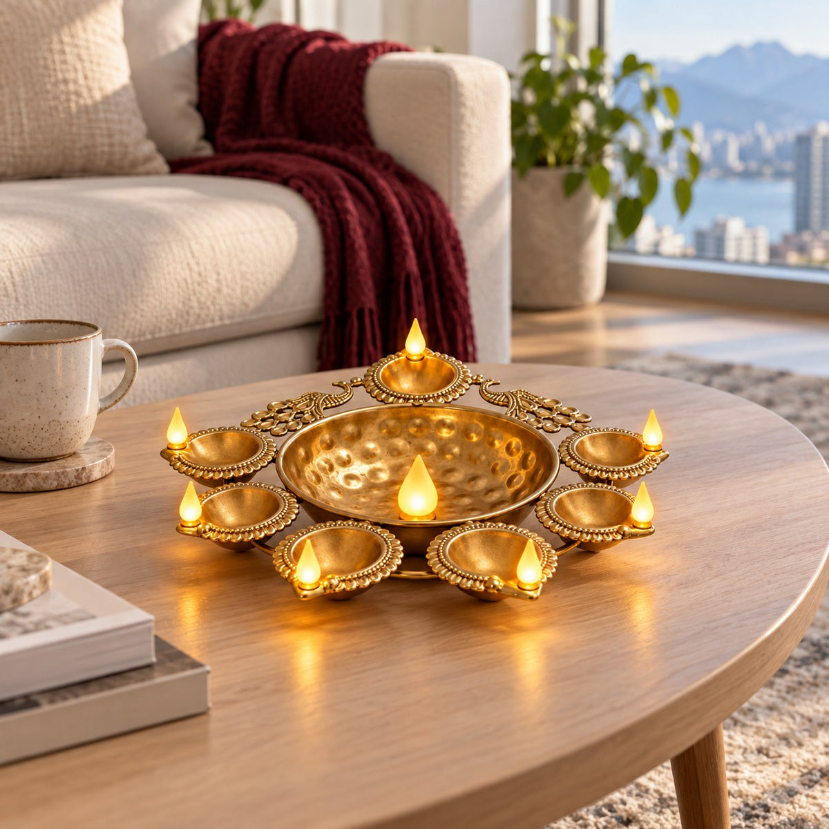 Jashn Peacock centerpiece, lifestyle living room