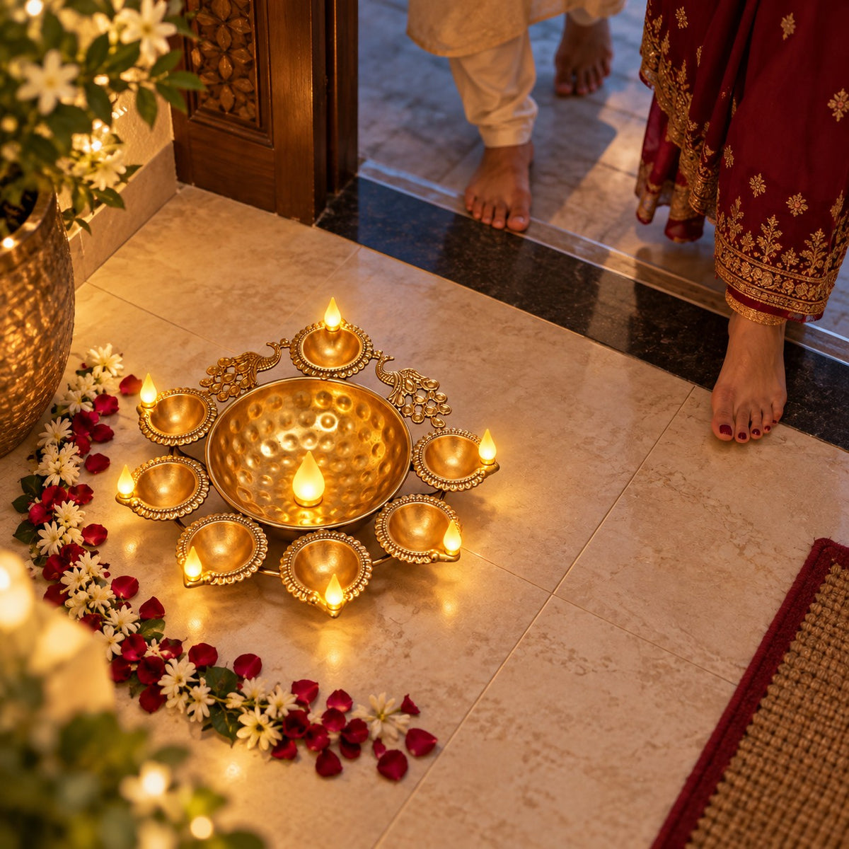 Jashn Peacock centerpiece, lifestyle entryway