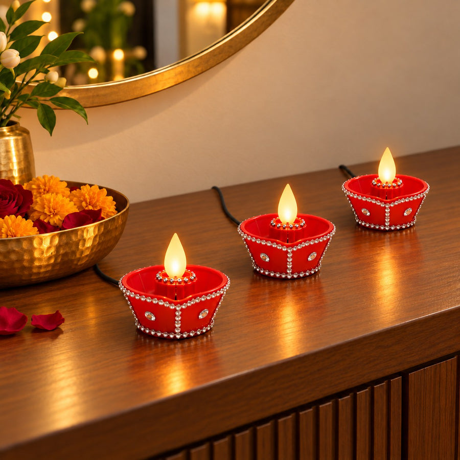 Wired Moving Flame Diya · Pack of 2