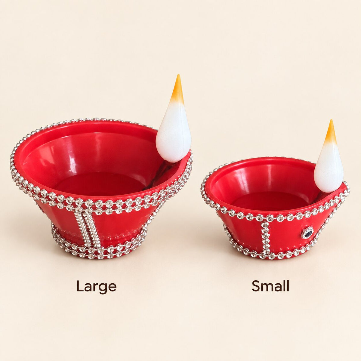 Breathing Flame diya, sizes