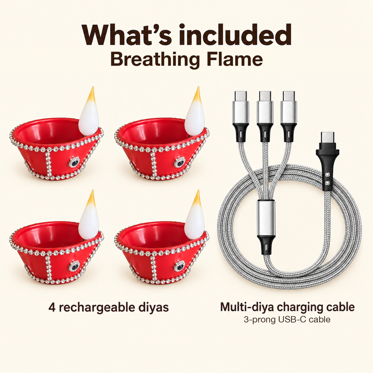 Breathing Flame diya, whats included