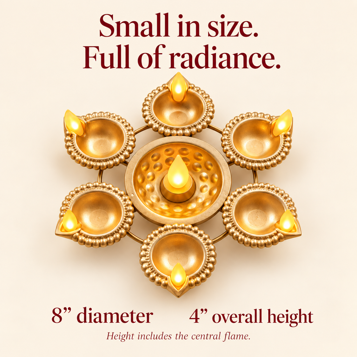 Jashn illuminated diya centerpiece, small dimensions