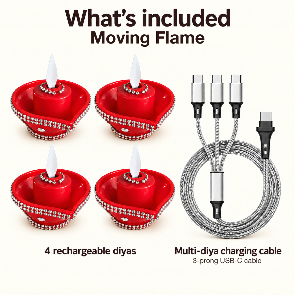 Moving Flame diya, whats included