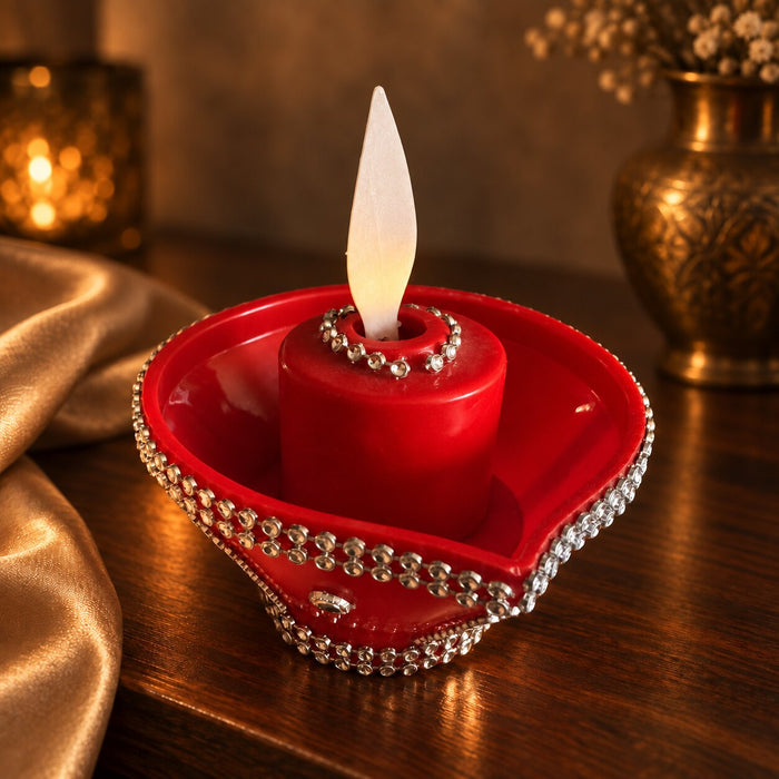 Moving Flame diya, lifestyle satin