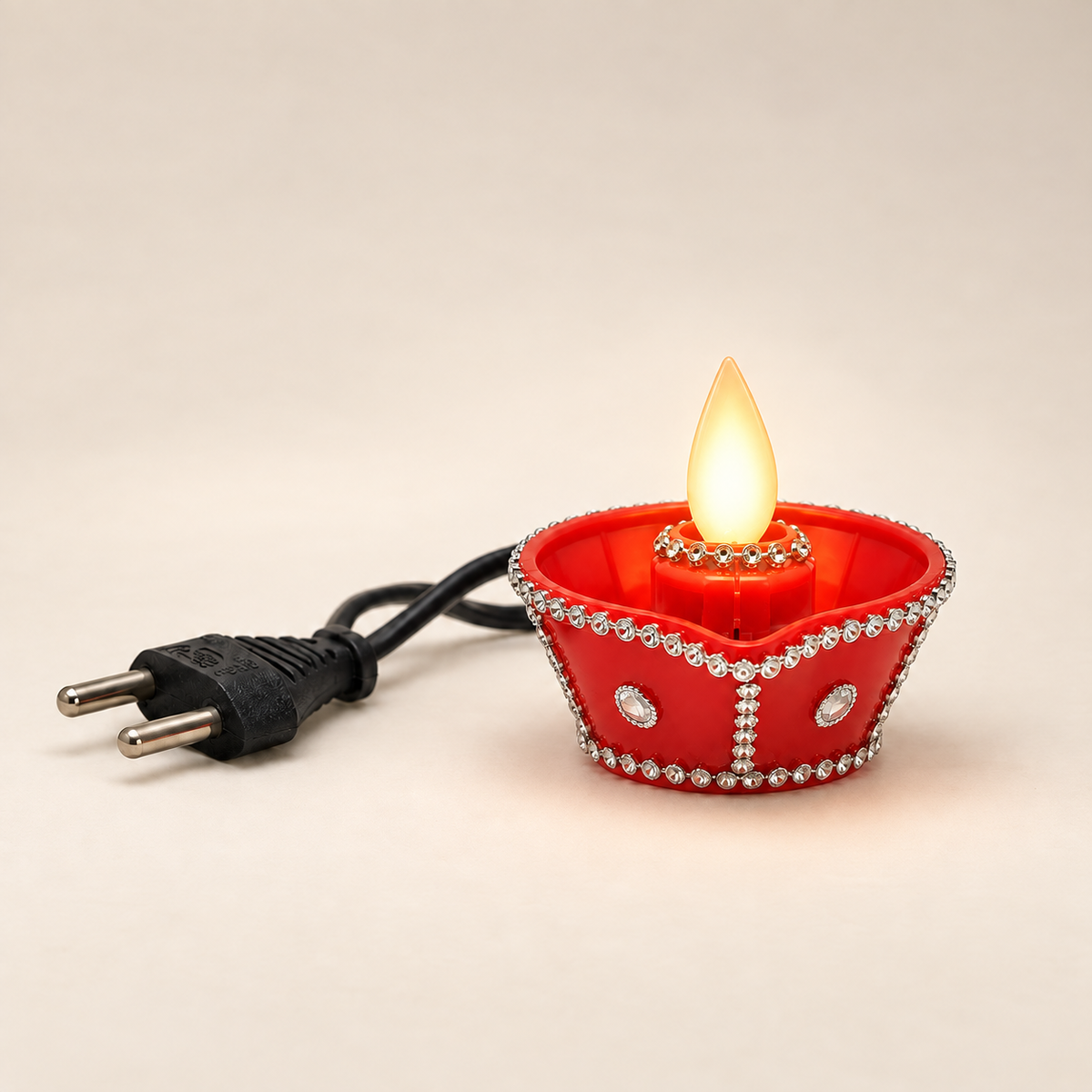 Wired Moving Flame diya, side