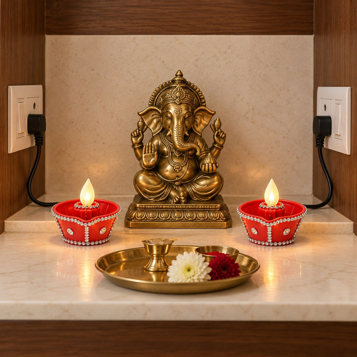 Wired Moving Flame diya, lifestyle mandir plugged