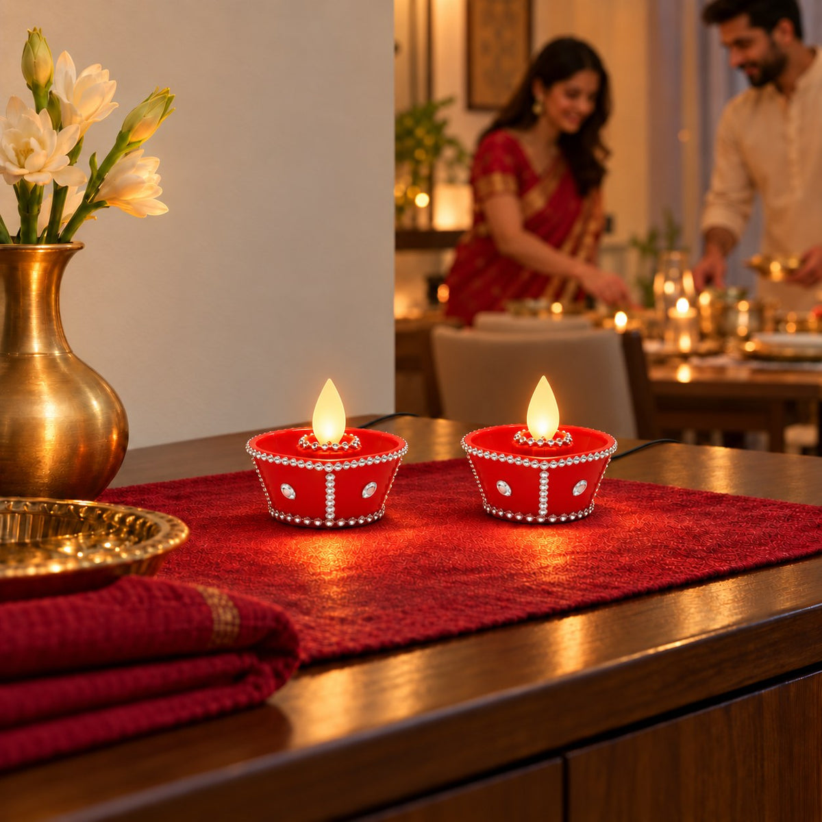 Wired Moving Flame diya, lifestyle dining