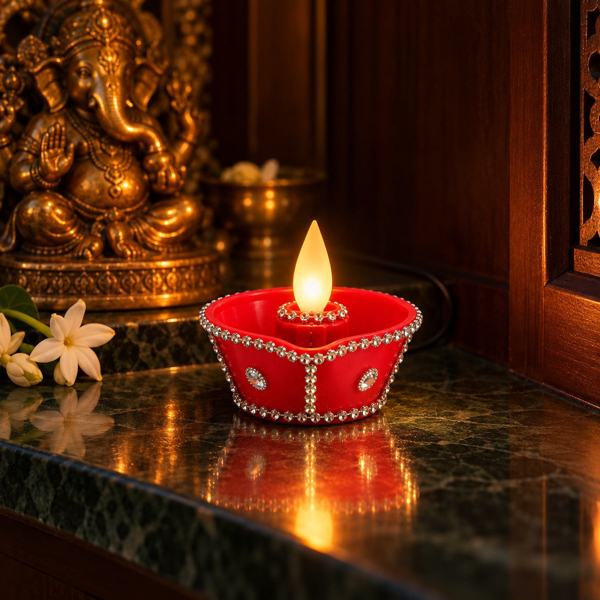 Wired Moving Flame diya, lifestyle mandir
