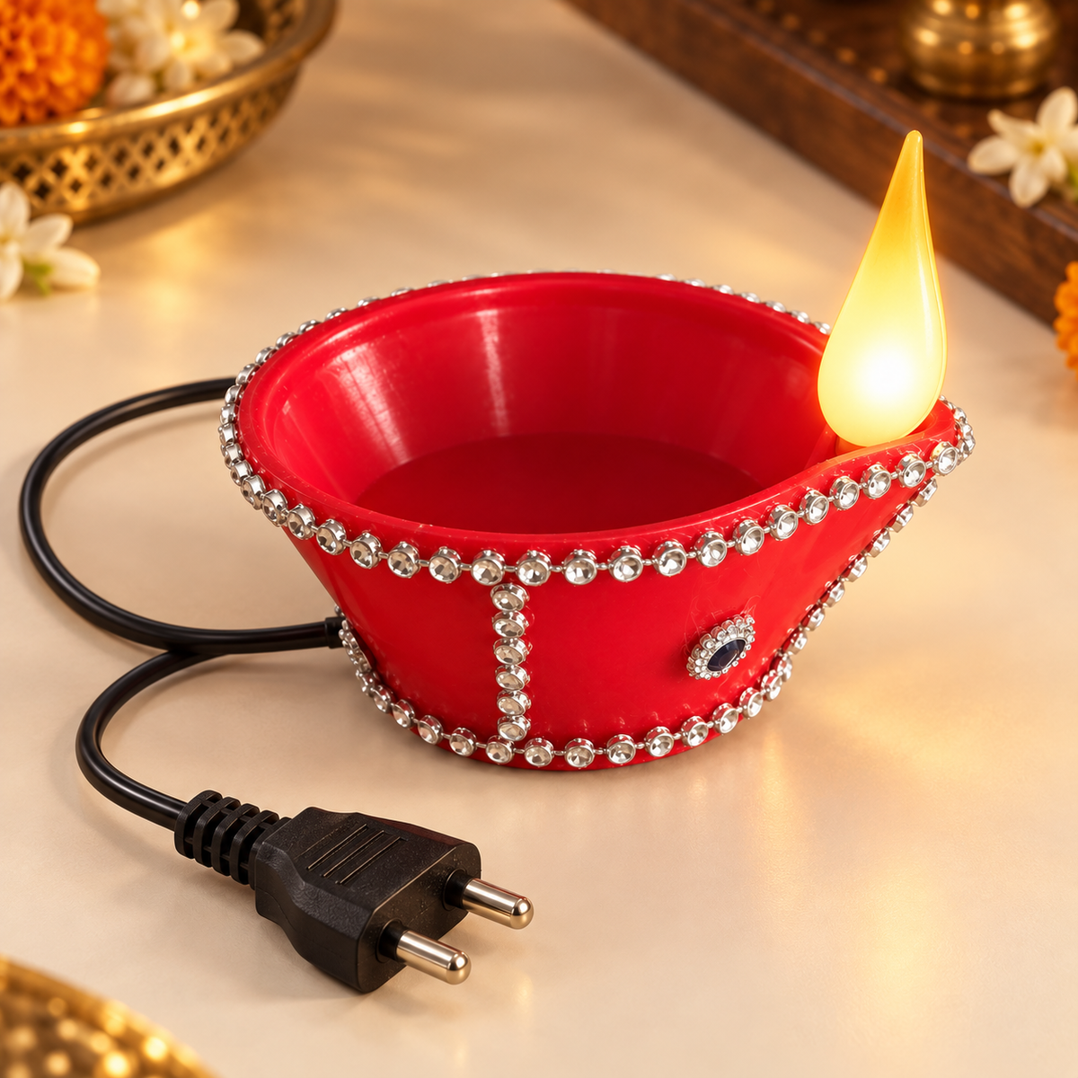 Wired Breathing Flame diya, plug