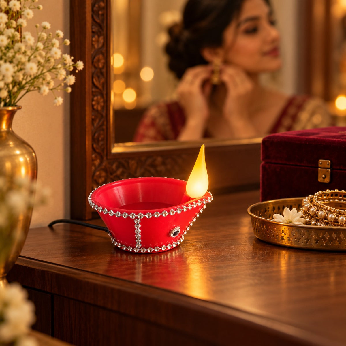 Wired Breathing Flame diya, lifestyle vanity